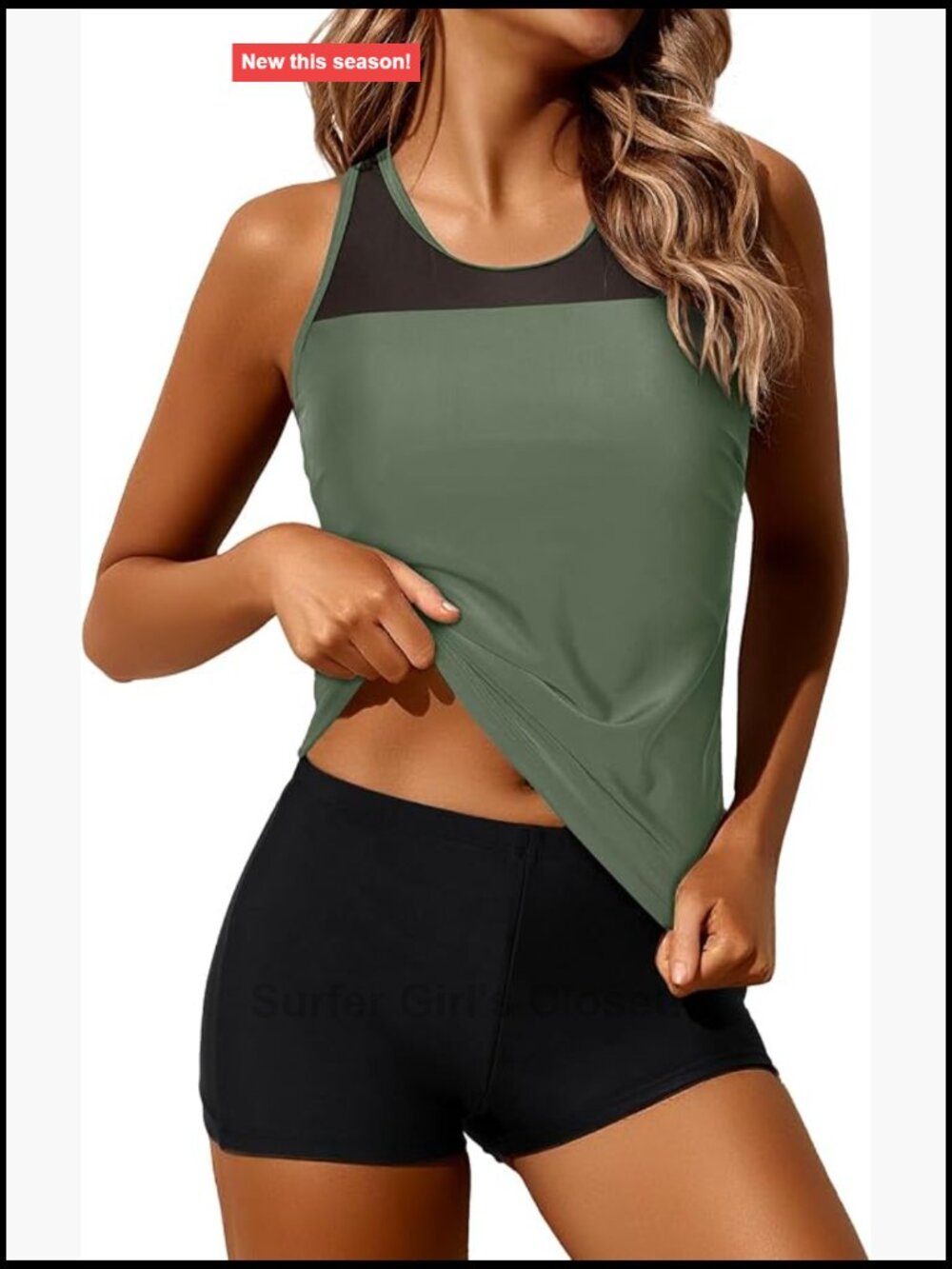 Athletic Tankini With Shorts Racerback Two Piece Swimsuits